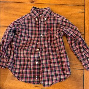 Polo Boys Red & Green Plaid Button-Down Shirt